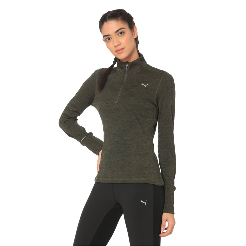 

Women's PUMA Ignite Half Zip Running Pullover, Black/brown/gray