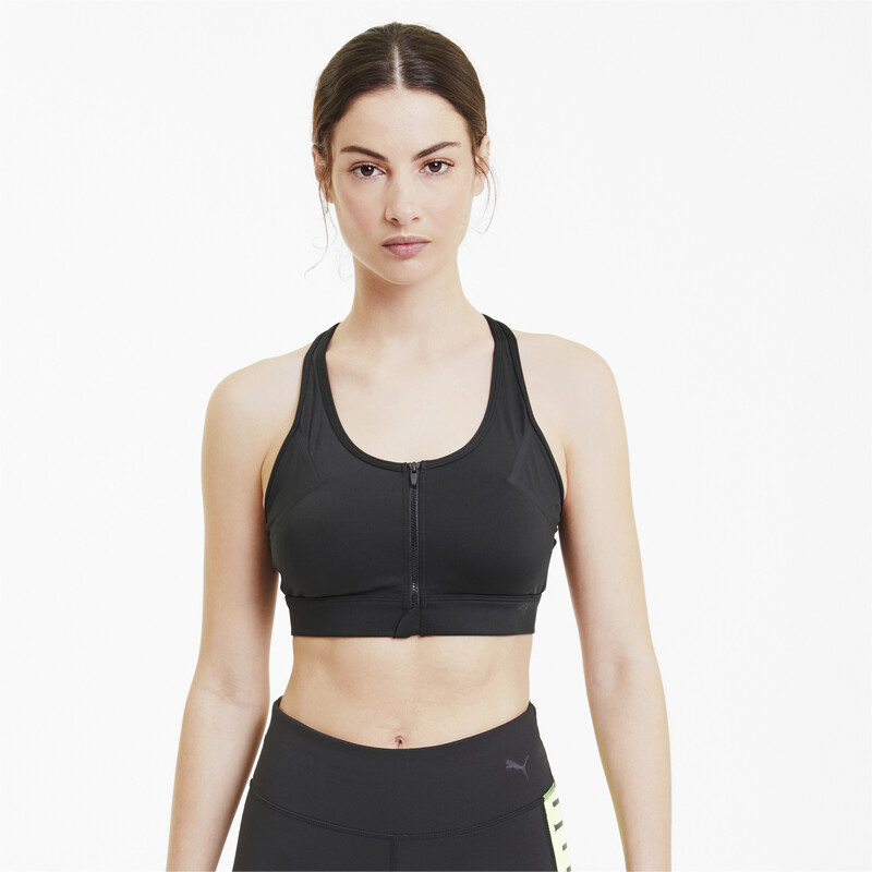 Women's PUMA High Impact Front Zip Bra, Black