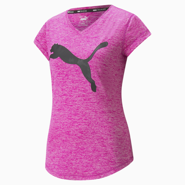 Favourite Heather Cat Women's Training Tee, Deep Orchid Heather-PUMA AOP Cat, large-ZAF