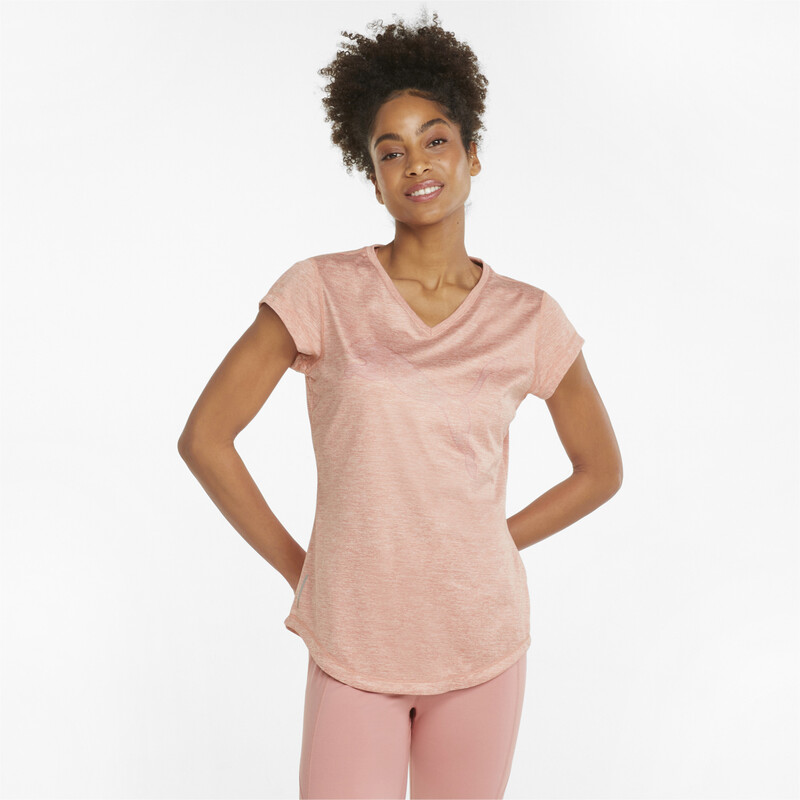 

PUMA Train Favourite Heather Cat Training T-Shirt, Gray/pink