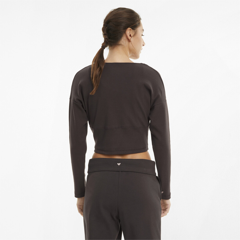 

PUMA - female - Топ с длинным рукавом Exhale Ribbed Knit V-Neck Long Sleeve Women' Training Top – After Dark –, Коричневый