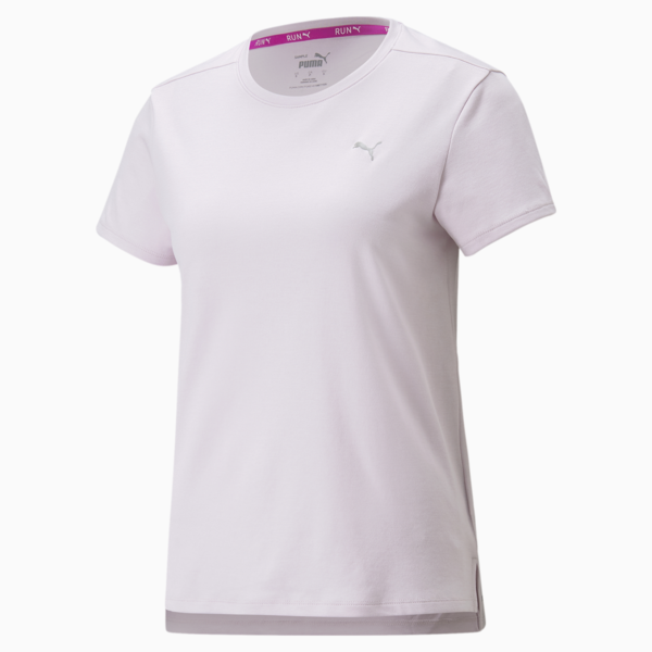 Favourite Heather Short Sleeve Women's Running Tee, Lavender Fog Heather, large-ZAF