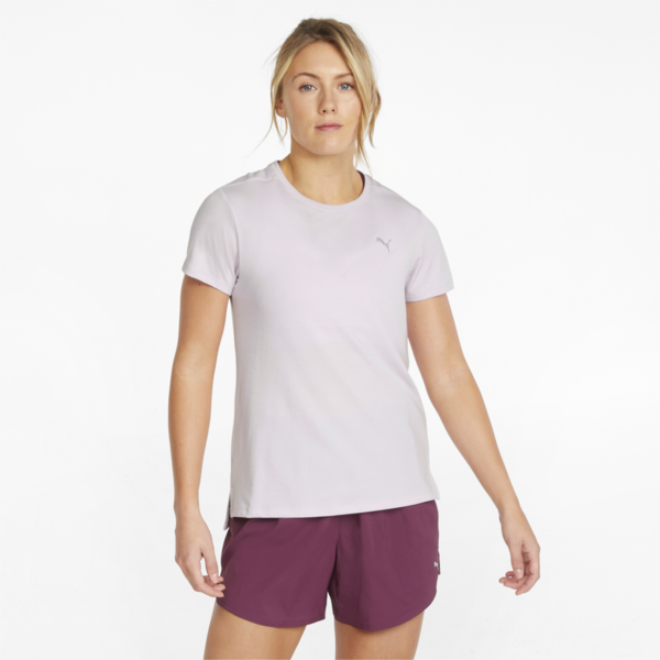 Favourite Heather Short Sleeve Women's Running Tee, Lavender Fog Heather, large-ZAF