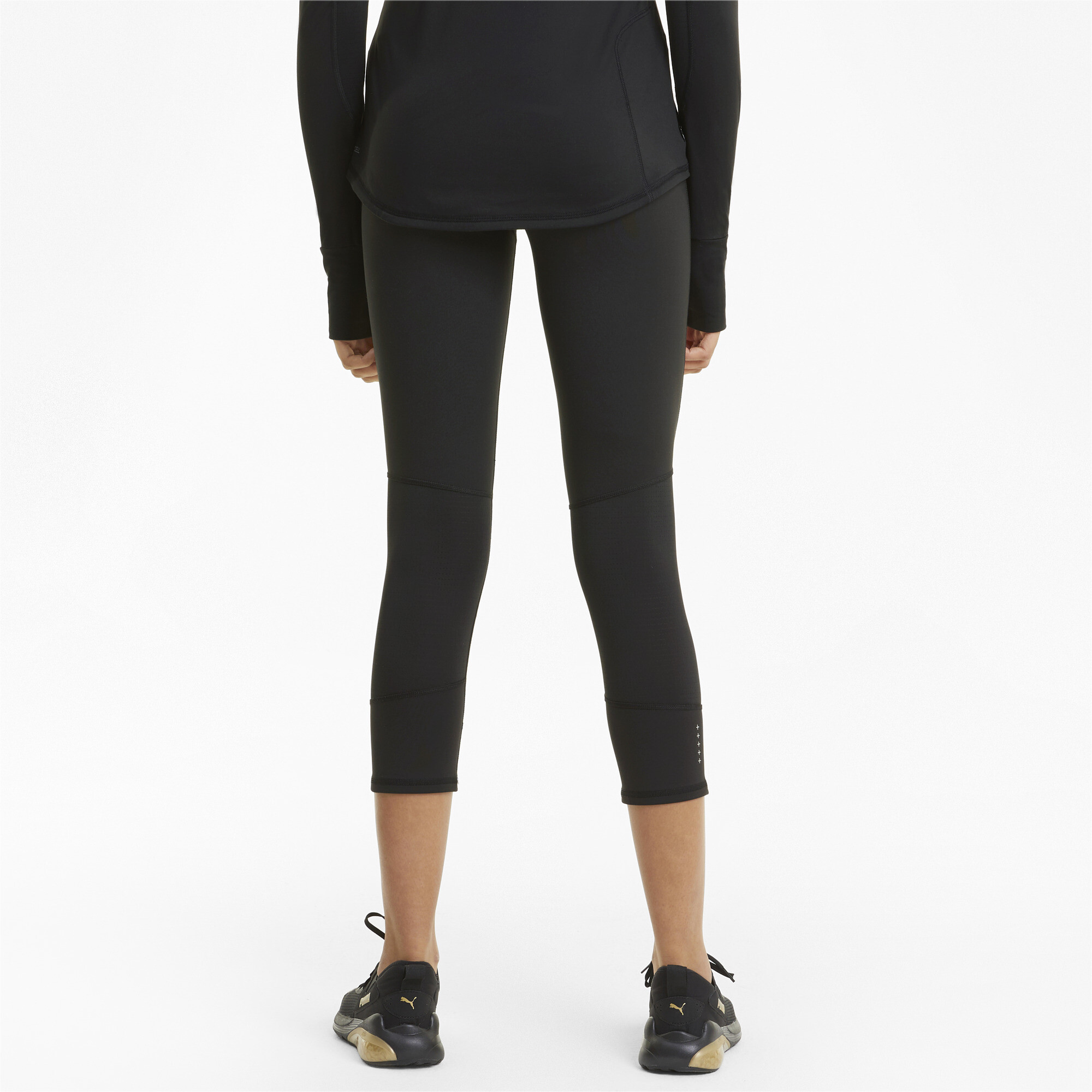 Women's PUMA Favourite 3/4 Running Leggings In Black, Size Medium