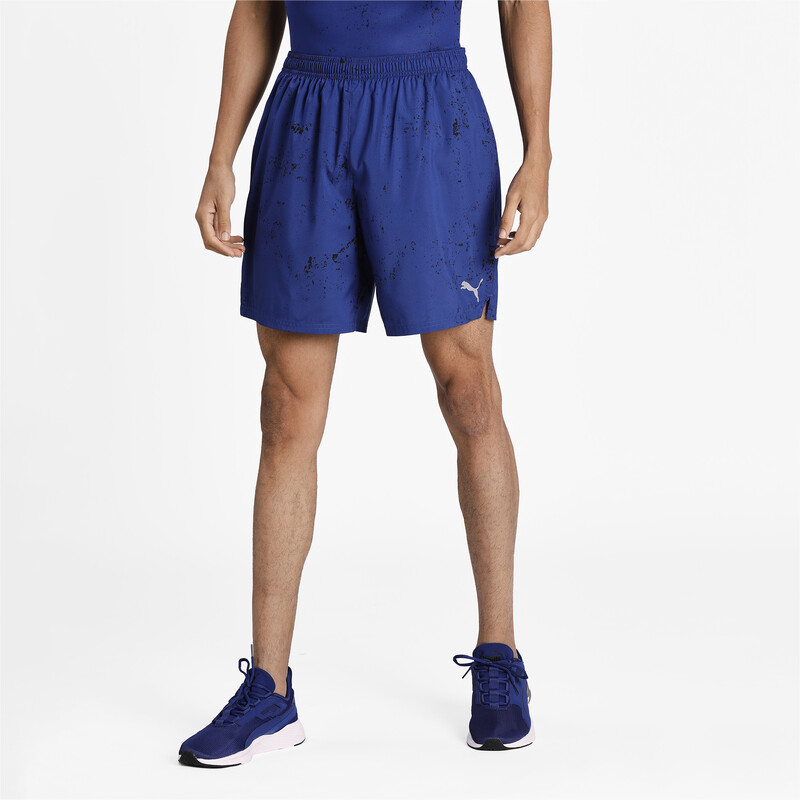 

Men's PUMA Graphic Woven 7" Running Shorts, Black/blue