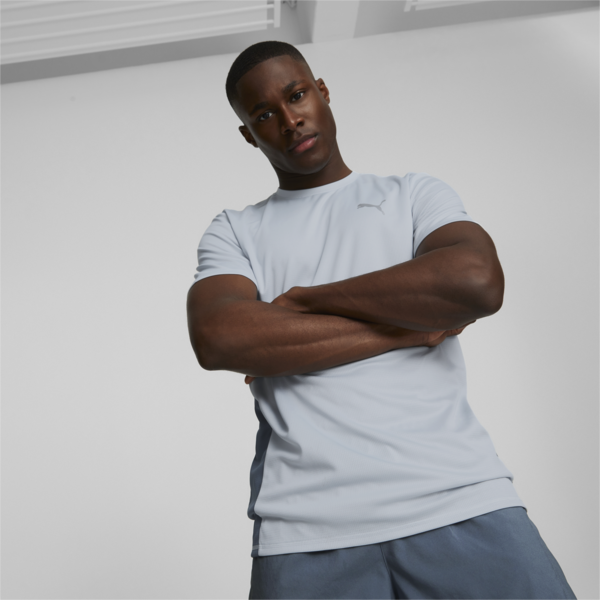 Favourite Short Sleeve Men's Running Tee, Platinum Gray-Evening Sky, large-MEX