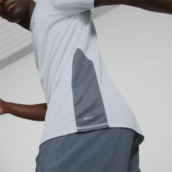 Favourite Short Sleeve Men's Running Tee, Platinum Gray-Evening Sky, large-MEX