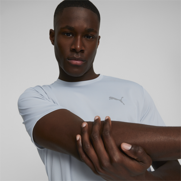 Favourite Short Sleeve Men's Running Tee, Platinum Gray-Evening Sky, large-MEX