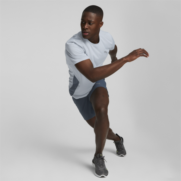 Favourite Short Sleeve Men's Running Tee, Platinum Gray-Evening Sky, large-MEX