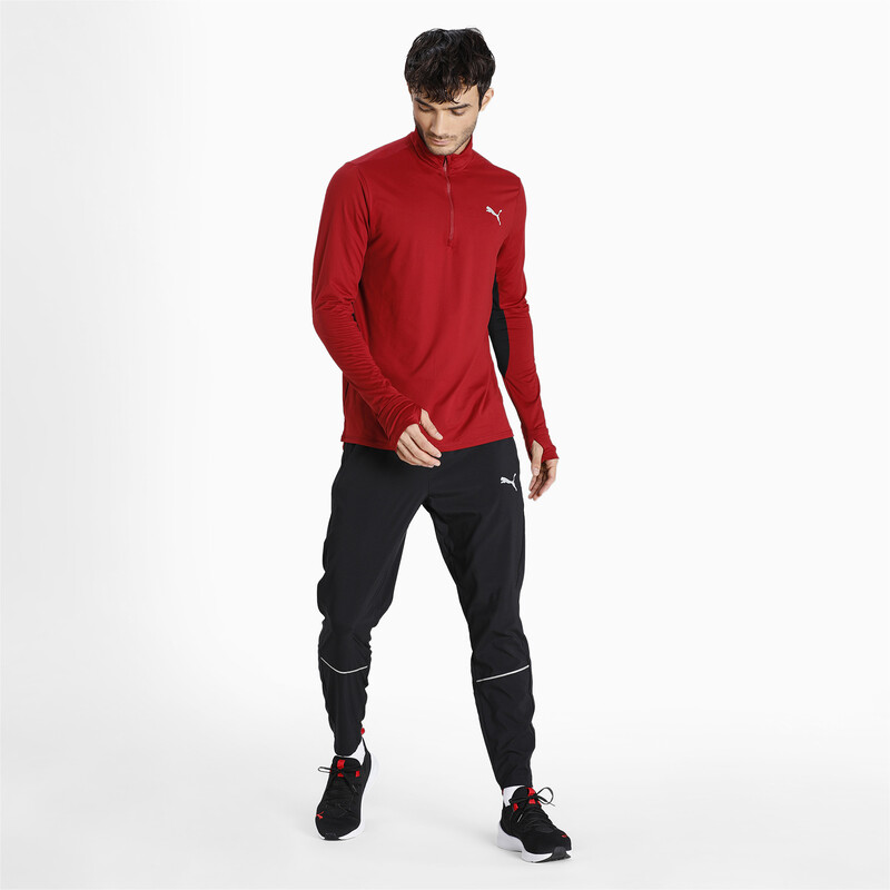 

Men's PUMA Favourite Quarter-Zip Running Performance T-Shirt, Black/red