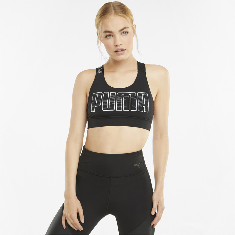 Women's PUMA Feel It Mid Impact Training Bra, Black