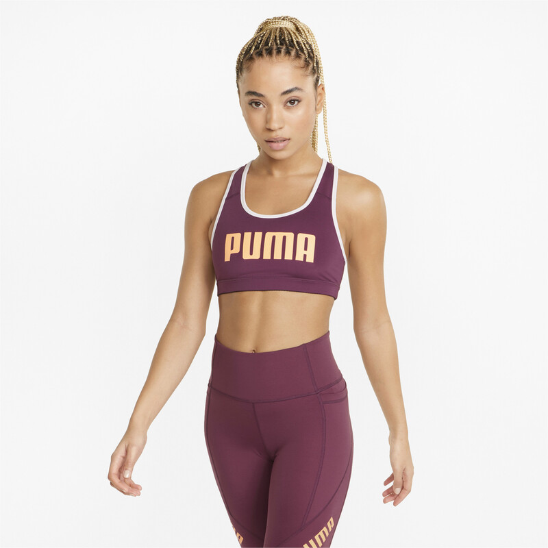 

Women's PUMA Mid Impact 4Keeps Training Sports Bra, Red/gray