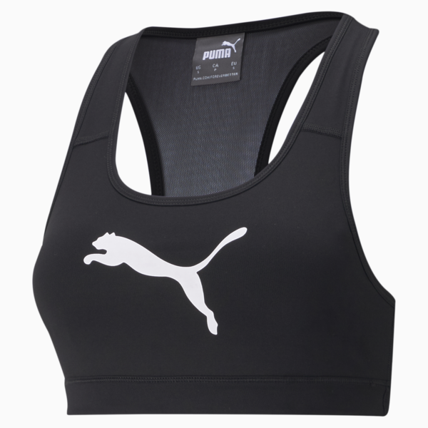 Mid Impact 4Keeps Women's Training Bra, Puma Black-white BIG CAT, large-MEX