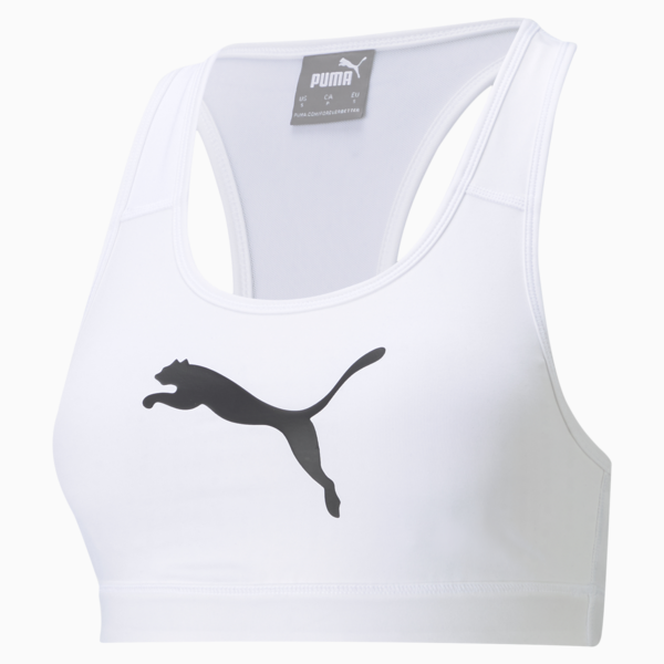Mid Impact 4Keeps Women's Training Bra, Puma White-black BIG CAT, large-MEX
