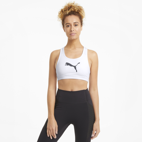 Mid Impact 4Keeps Women's Training Bra, Puma White-black BIG CAT, large-MEX