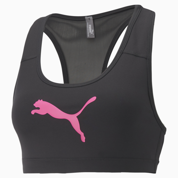 Mid Impact 4Keeps Women's Training Bra, Puma Black-Sunset Pink Cat, large-MEX