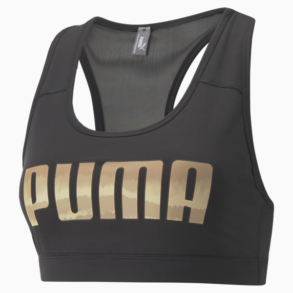Mid 4Keeps Graphic Women's Training Bra, Puma Black-Brush PUMA, large-MEX