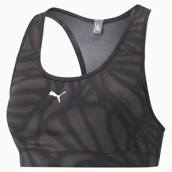 Mid 4Keeps Graphic Women's Training Bra, PUMA Black-Monarch AOP, large-MEX