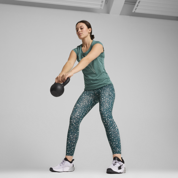 Performance Heather Cat Training Tee Women, Cold Green Heather, large-ZAF