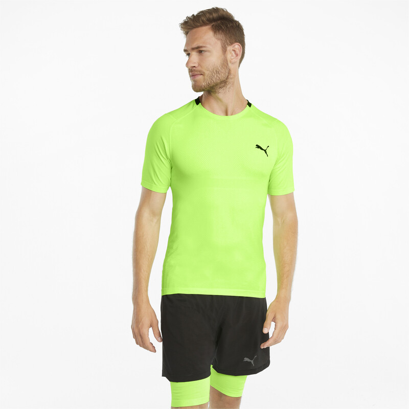 Men's PUMA EvoKnit Training Performance T-Shirt, Gray/green