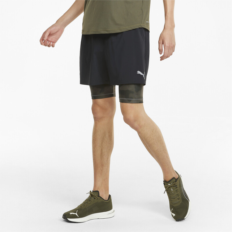 Men's PUMA Run 2-in-1 5" Running Shorts, Black/gray