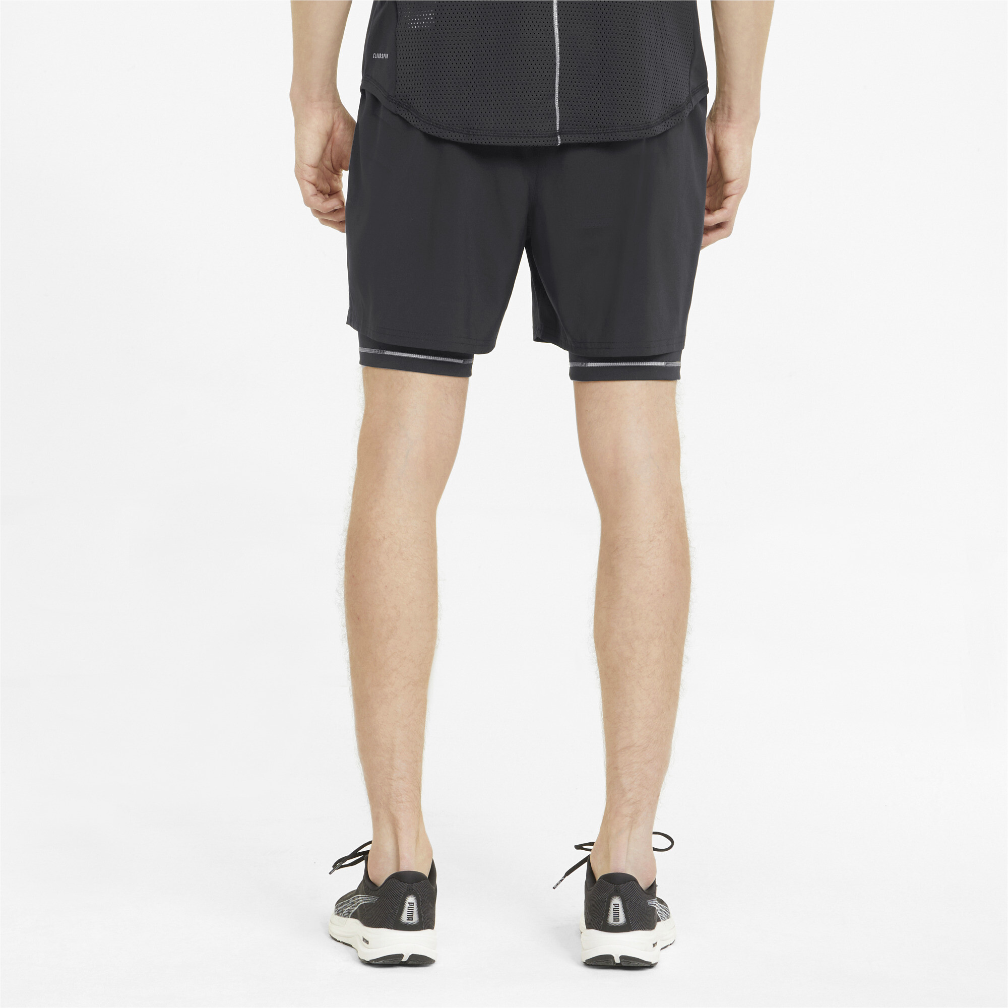 Men's PUMA Graphic 2-In-1 5â Running Shorts In Black, Size 2XL