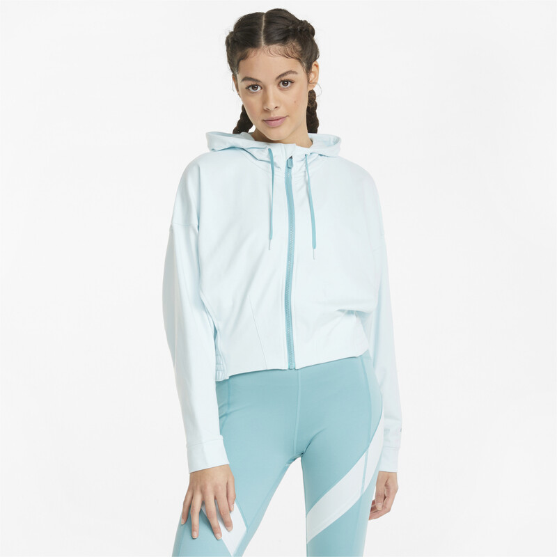 

Women's PUMA Cloudspun Hooded Regular Fit Training Jacket, Black/gray/blue