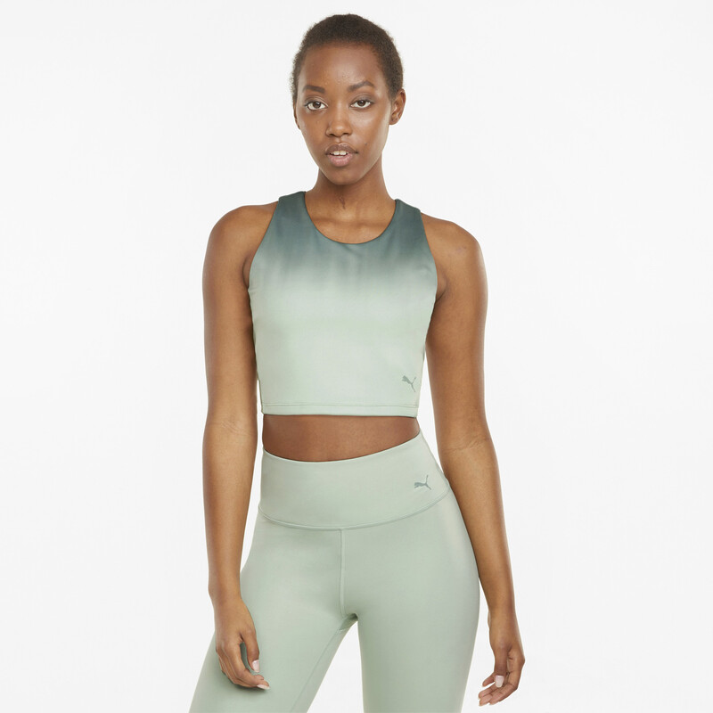 

Women's PUMA Studio Ombre Racerback Performance Crop Top, Black/gray/green