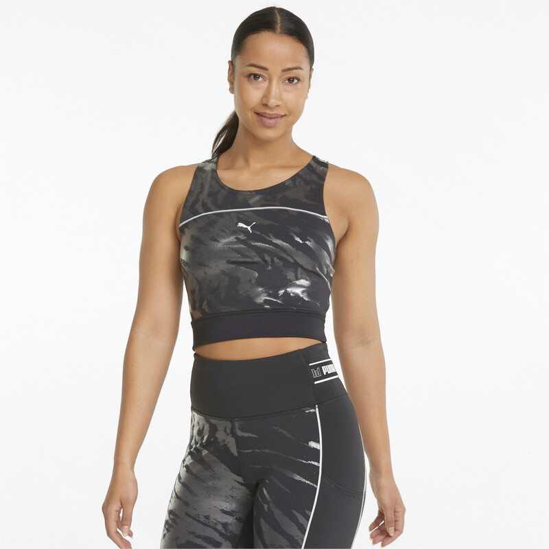 Women's PUMA RUN High Shine Crop Slim Tank Top, Black