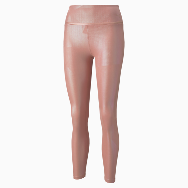 Stardust High Waist Printed 7/8 Women's Training Leggings, Rosette-iridescent print, large-ZAF