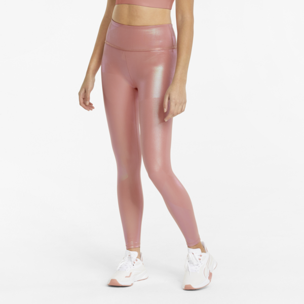 Stardust High Waist Printed 7/8 Women's Training Leggings, Rosette-iridescent print, large-ZAF