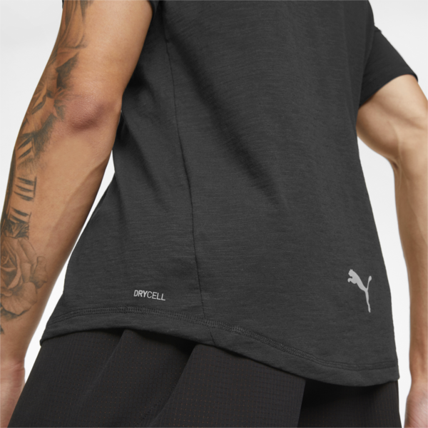 Logo Short Sleeve Men's Running Tee, Puma Black, large-ZAF