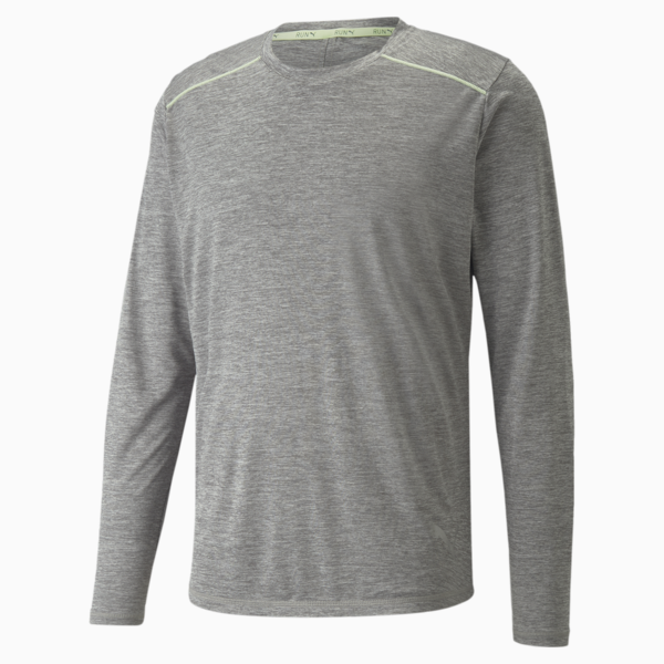 Long Sleeve Men's Running Tee, Medium Gray Heather, large-ZAF