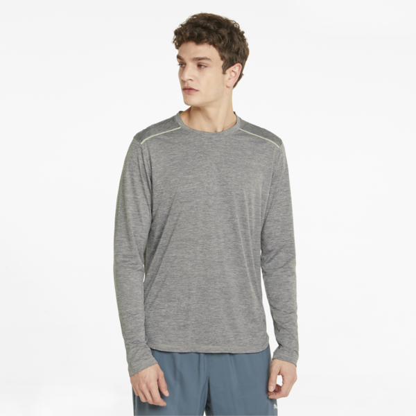 Long Sleeve Men's Running Tee, Medium Gray Heather, large-ZAF