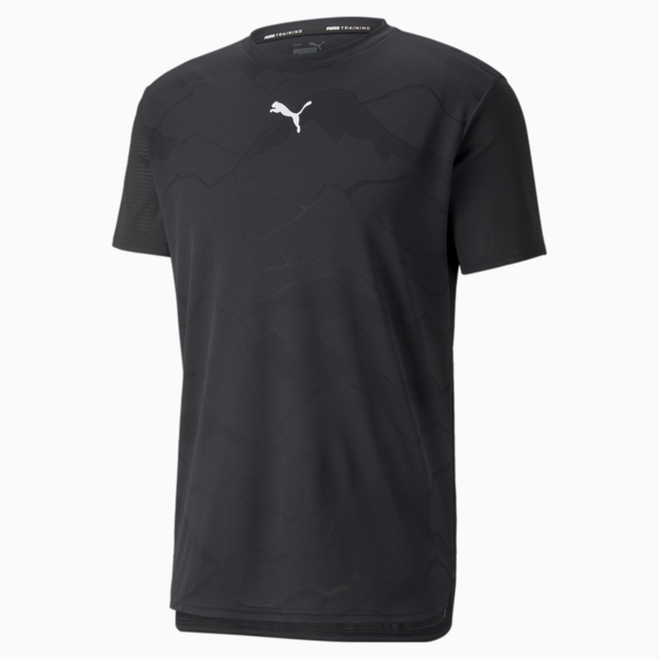 Vent Short Sleeve Men's Training Tee, Puma Black-Jacquard, large-ZAF