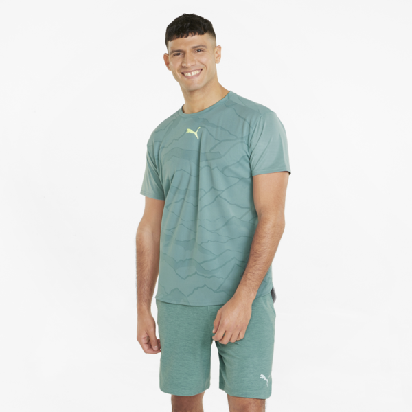 Remera de training manga corta para hombre Vent, Mineral Blue-Jacquard, large-ARG
