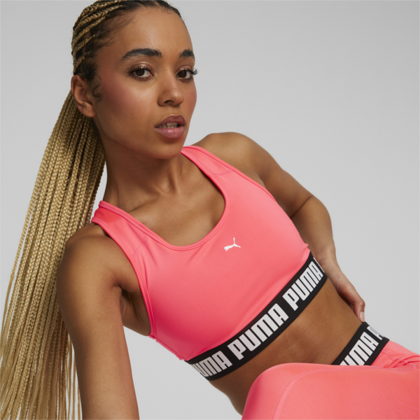 Bra deportivo con sujeción de impacto medio para mujer PUMA Strong, Sunset Glow, large-MEX
