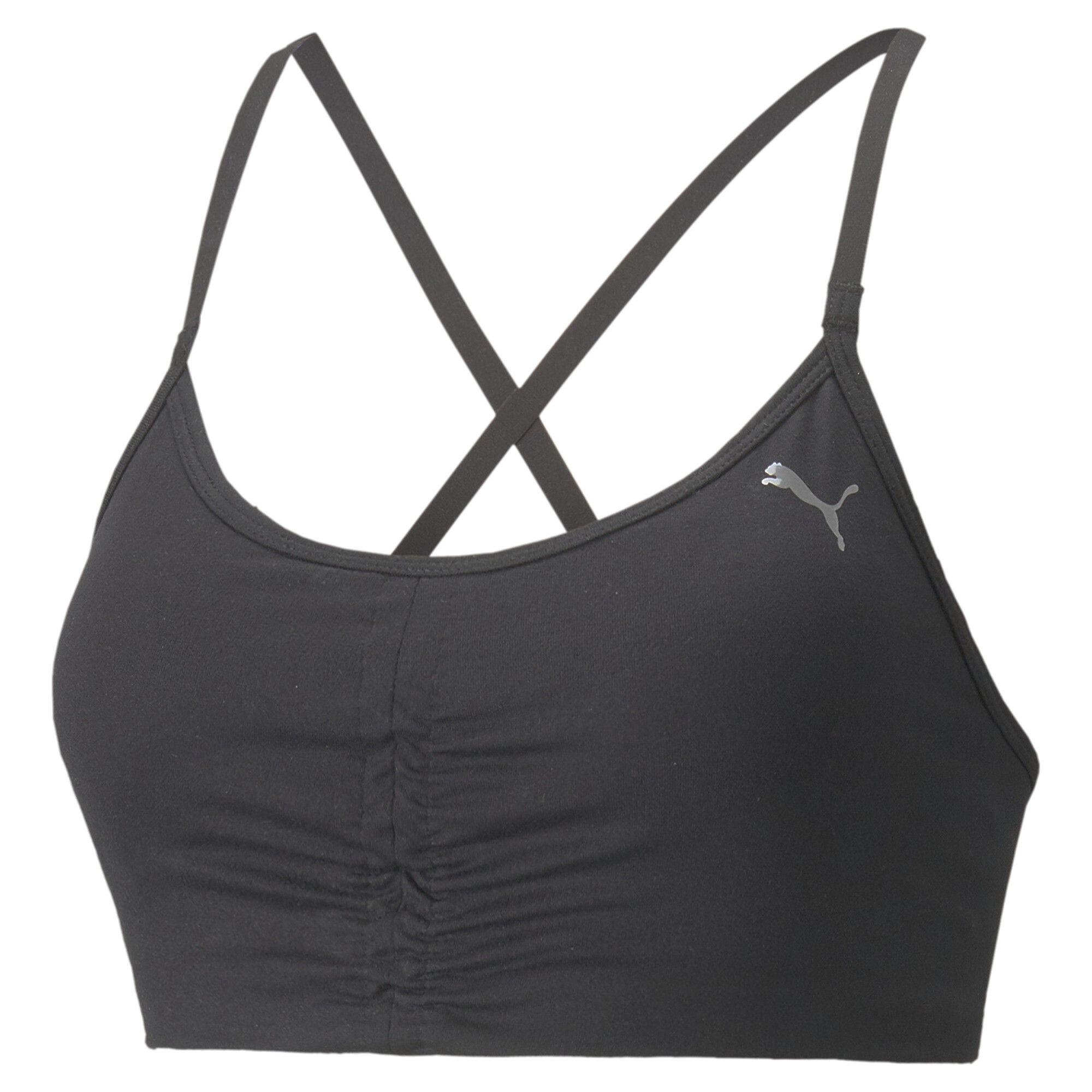 Women's PUMA Low Impact Studio Training Bra In Black, Size Small, Polyester