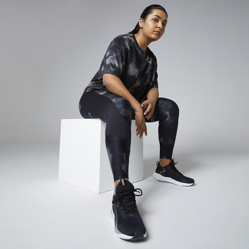 

Women's PUMA Favourite Printed Crop Short Sleeve Training Relaxed Fit T-Shirt, Black