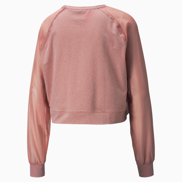 Crystalline Knitted Mesh Long Sleeve Women's Training Tee, Rosette, large-ZAF