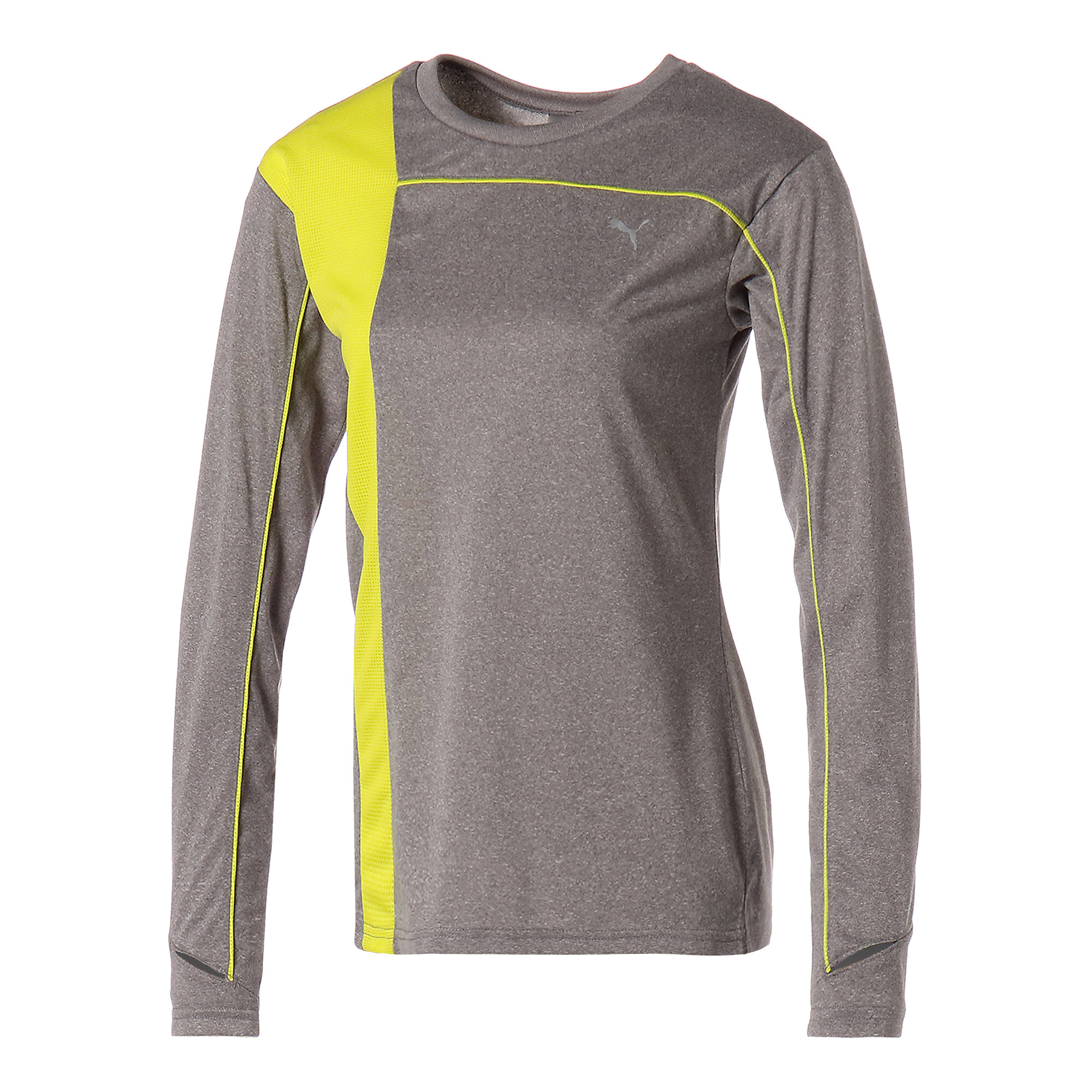 【プーマ公式通販】 プーマ スクランブル scRUNble ランニング ウィメンズ ロング Tシャツ ウィメンズ Medium Gray Heather-Nrgy Yellow ｜PUMA.com