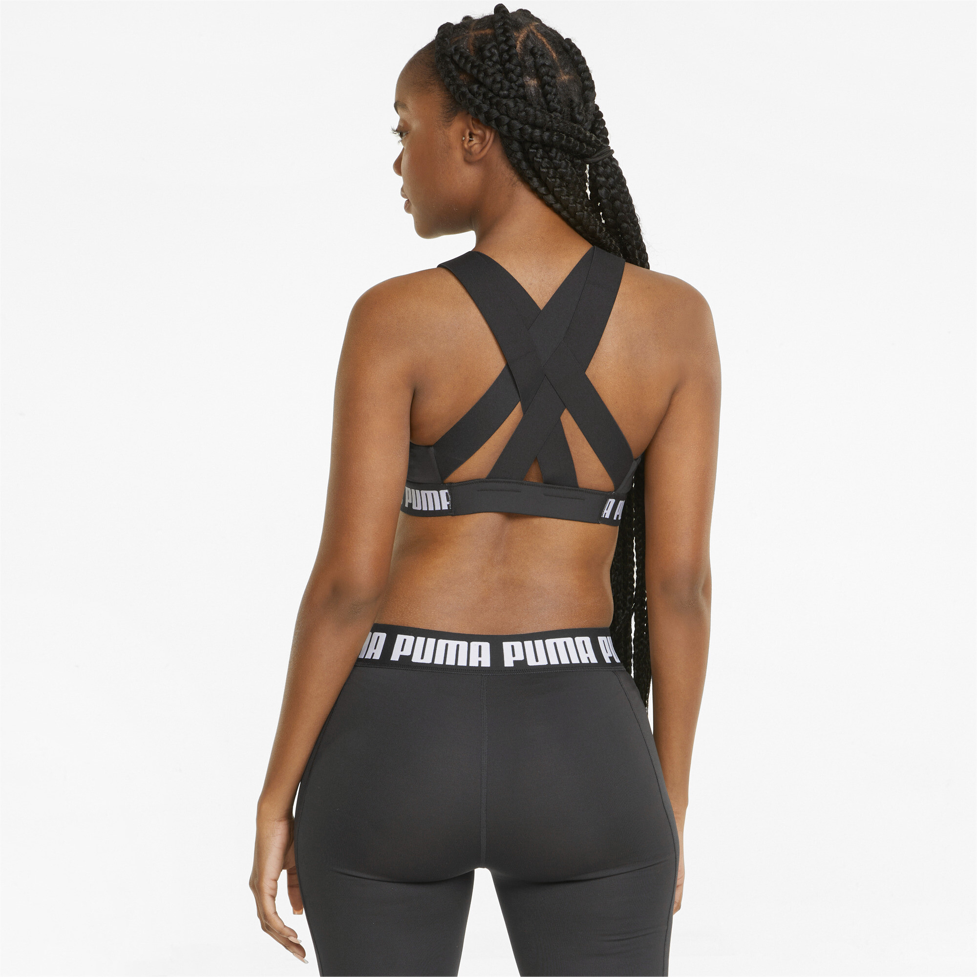 Women's PUMA Feel It Mid-Impact Training Bra In Black, Size XS