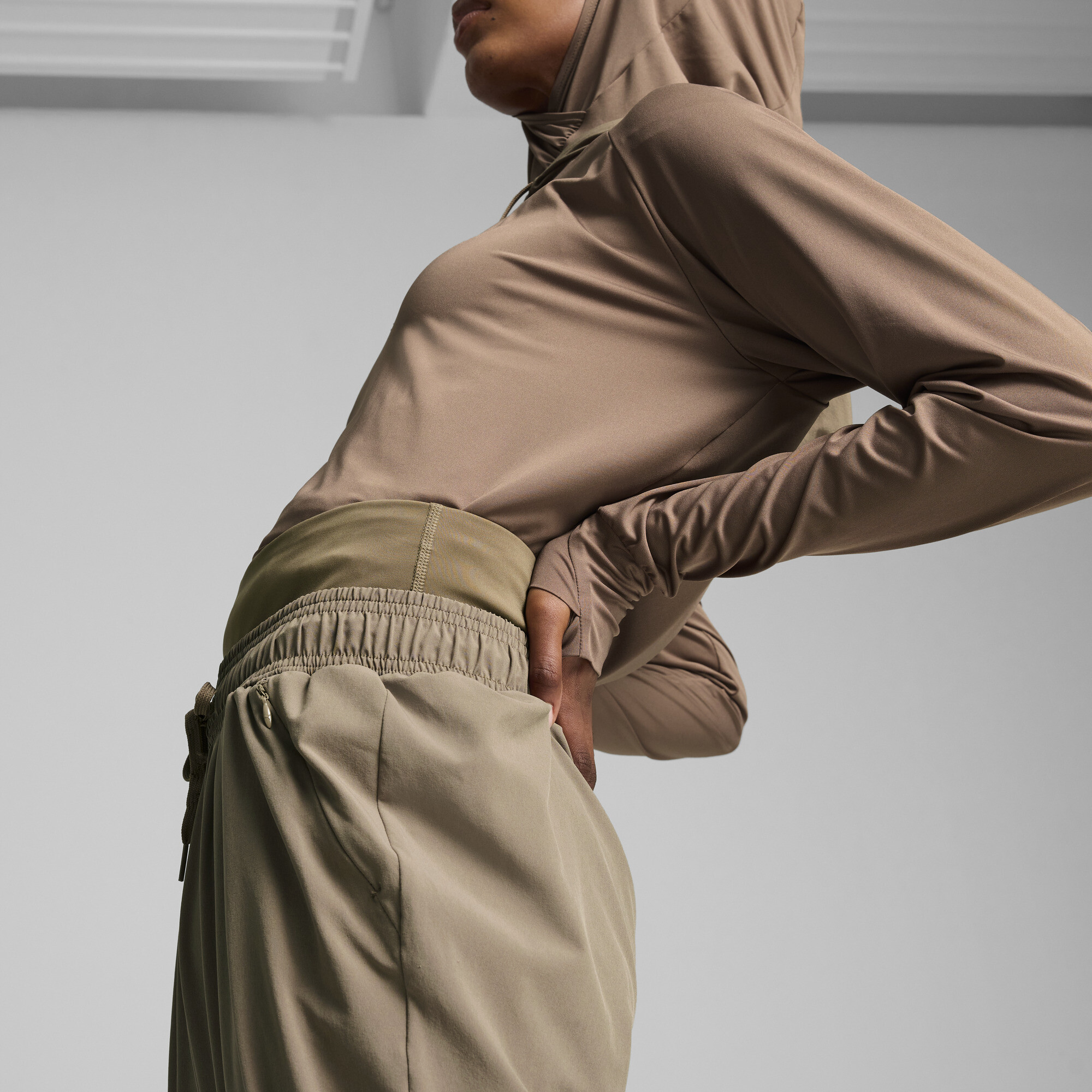 بنطال تدريب للنساء Modest Activewear Wide Leg بنّي