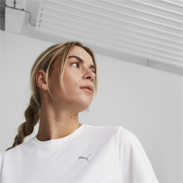 Remera Favourite jaspeada de running para mujer, PUMA White, large-ARG