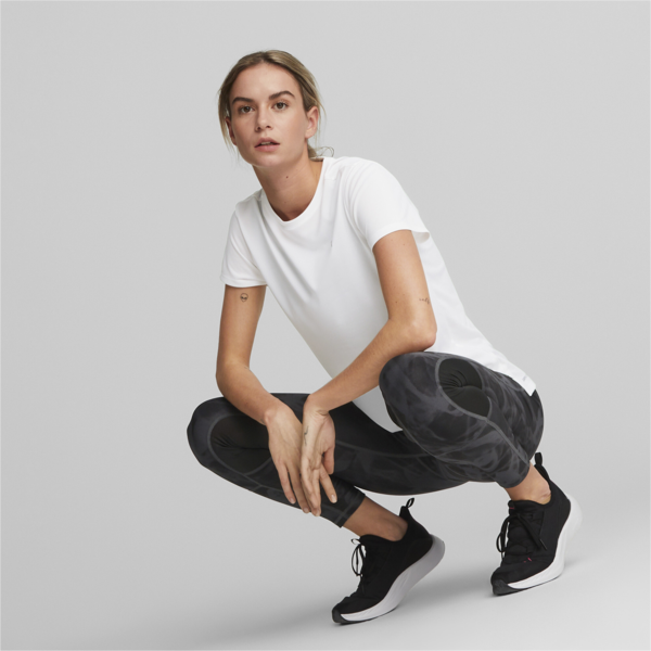 Remera Favourite jaspeada de running para mujer, PUMA White, large-ARG