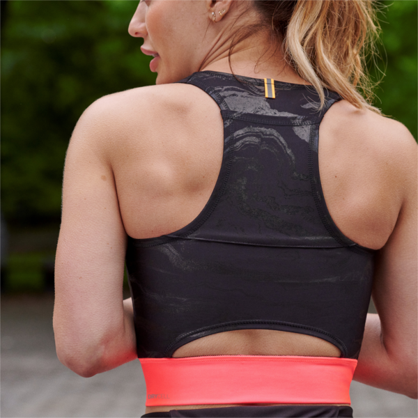 ULTRAFORM Cropped Running Tank Top Women, Puma Black-Sunset Glow, large-ZAF