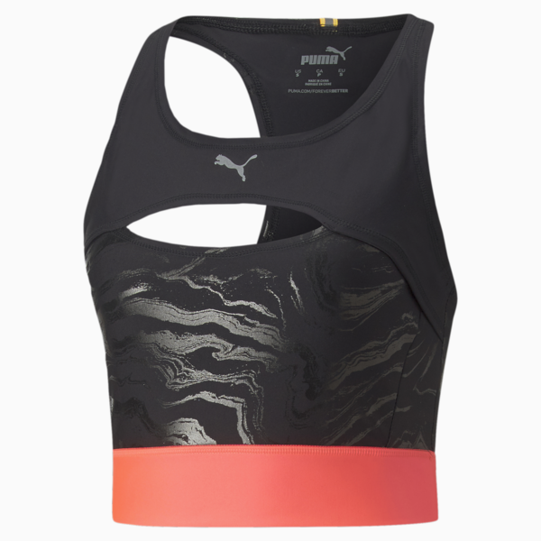 ULTRAFORM Cropped Running Tank Top Women, Puma Black-Sunset Glow, large-ZAF