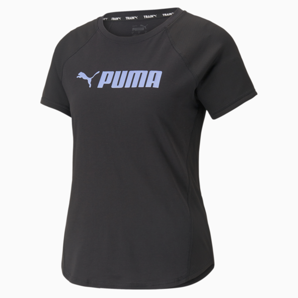 PUMA Fit Logo Training Tee Women, PUMA Black-Elektro Purple, large-ZAF