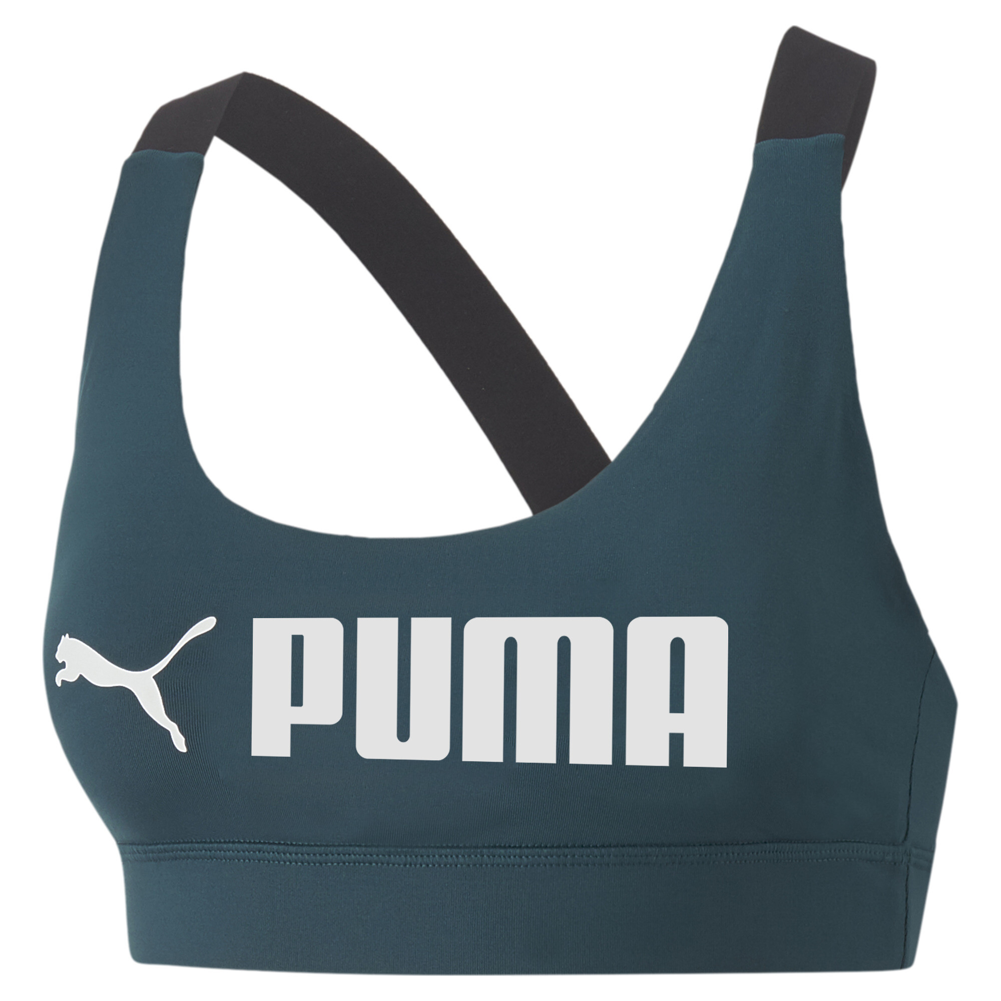 Women's PUMA Fit Mid Impact Training Bra In Green, Size XL
