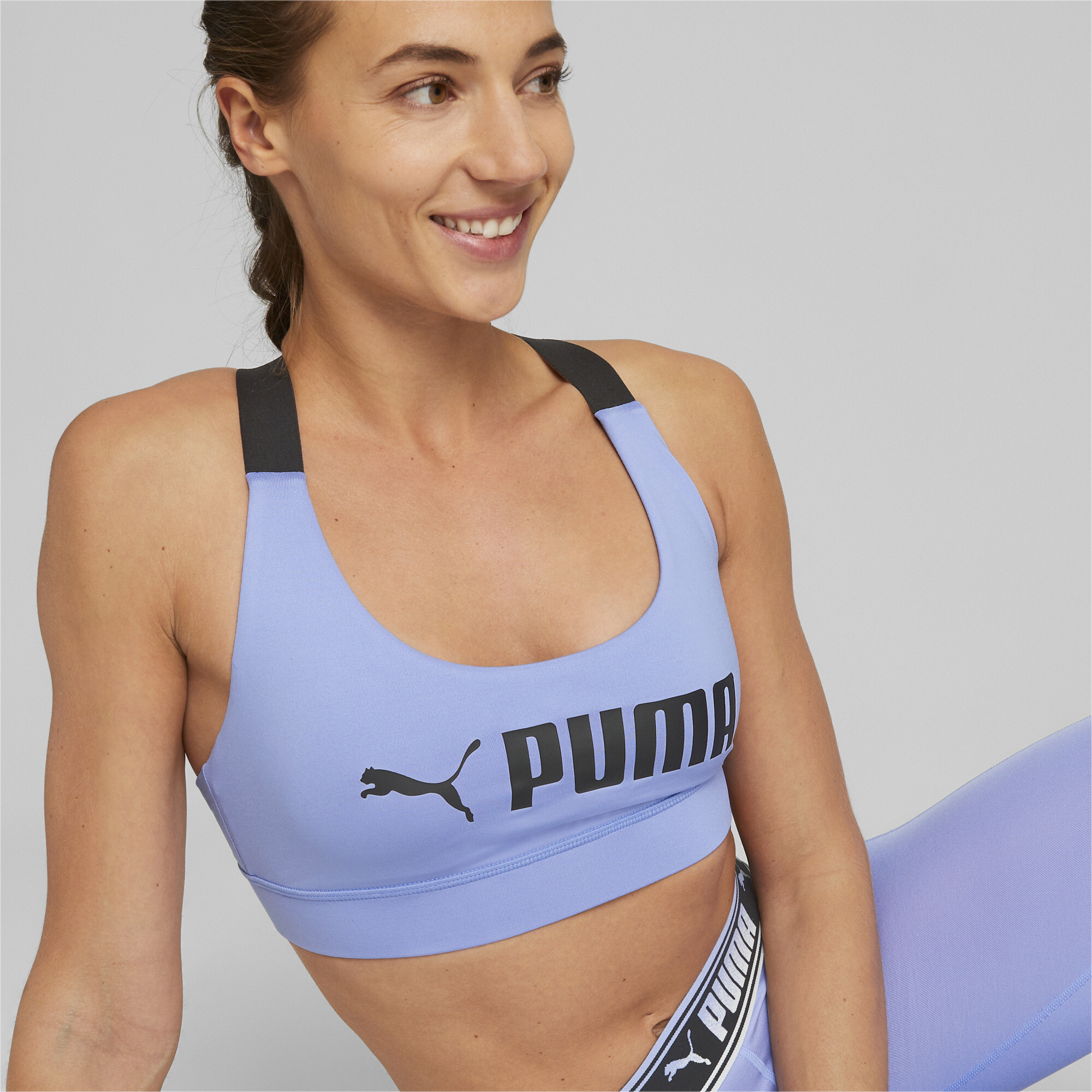 Women's PUMA Fit Mid Impact Training Bra In Purple, Size XL